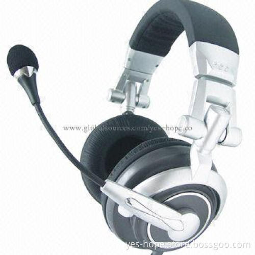 Noise-canceling wired computer headset with mic